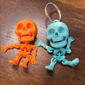 3D Blue and Orange Skeleton Keychain Articulated